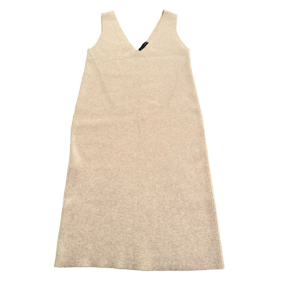 Banana Republic Ribbed Sweater Dress Size S Cream Heather Sleeveless *Dress Only